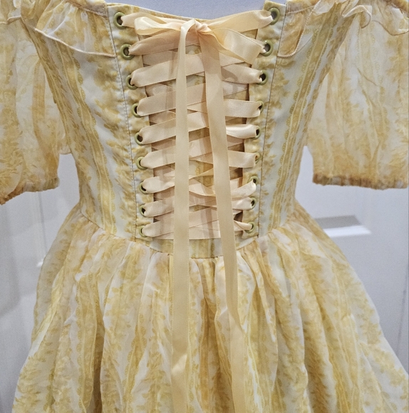 ~SOLD~Dolls Kill Sugar Thrillz SAMPLE Sense N' Sensibility Yellow Corset Dress S - Picture 9 of 14